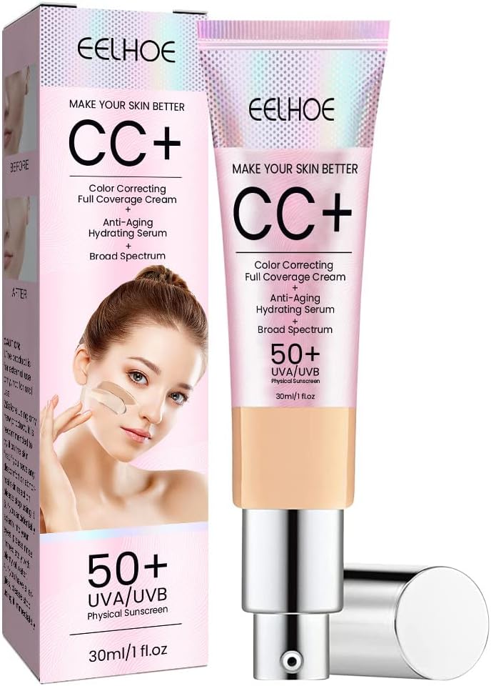 10Box CC+ Cream Illumination, Full-Coverage Foundation, Hydrating Serum & SPF 50+ Sunscreen, Radiant Finish Long lasting BB, Deep