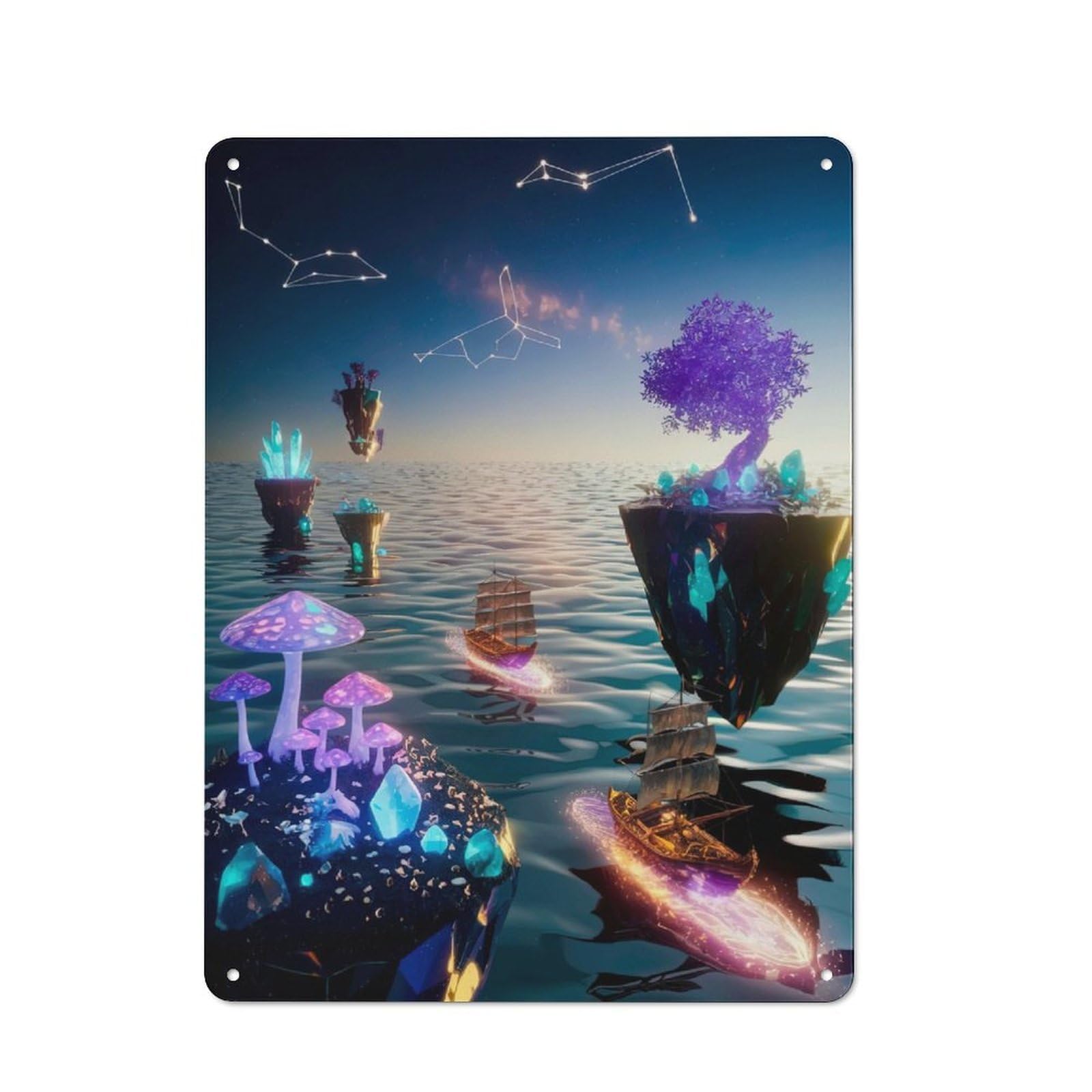 Junmoney Cosmic Odyssey Vintage Metal Plaque 40X30cm For Home Office Or Studio, Seasonal Metal Wall Decor For Winter Interiors