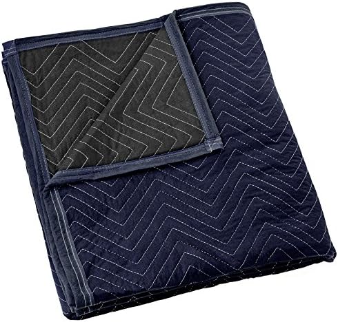 Sure-Max Moving & Packing Blanket - Pro Economy - 80" x 72" (35 lb/dz Weight) - Professional Quilted Shipping Furniture Pad Navy Blue and Black - 1 Blanket
