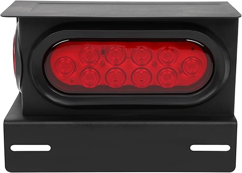 Juego de 2 cajas de luces traseras para remolque, 6 pulgadas, ovaladas, color rojo, luces LED para remolque, luz de freno y giro, luces de marcador