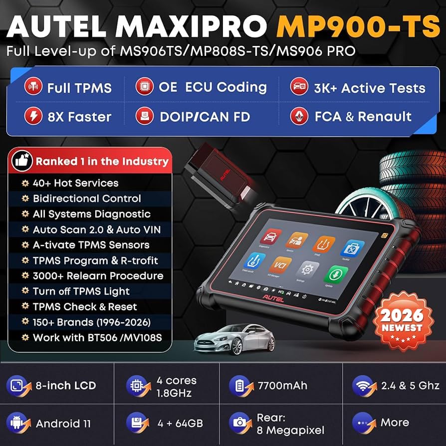 Autel MaxiPRO MP900TS Scanner, 2026 8IN MP900-TS up of MS906 PRO MP900-BT MP900 MS906TS MK900TS, V2.0 DOIP CANFD, Full TPMS as MS906 Pro-TS, OE C0ding, 40+ Services, 3K+ Bidirectional Scan Tool, OS 11 - Image 4