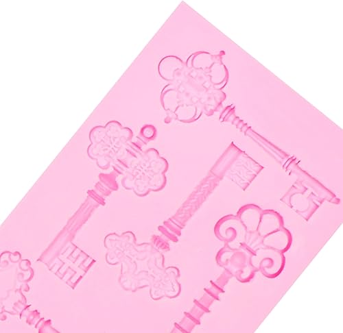 Miniatura 8 de Moldes de silicona vintage para fondant, moldes de chocolate con cerradura de ojo de cerradura, llaves en forma de amor, moldes de cocina para