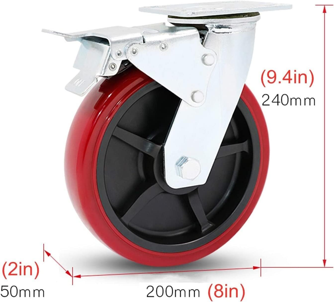Castor Wheels Swivel Office Castors 4 Pcs Heavy Duty Swivel Wheels Trolley Furniture Caster Replacement Polyurethane Wheels Industrial Plate Casters, Moving Cas