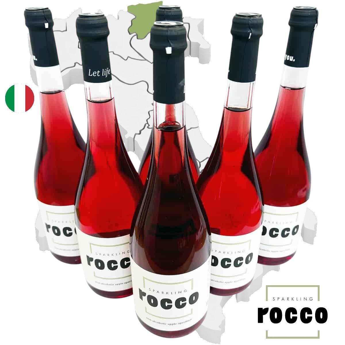 Sparkling Rocco Alkoholfreier Apfelaperitif 6×0,75L – Südtiroler rotfleischige Äpfel – Fein perlender Aperitivo aus Italien – 0,0% Vol. – Elegante Alternative zu Sekt & Prosecco