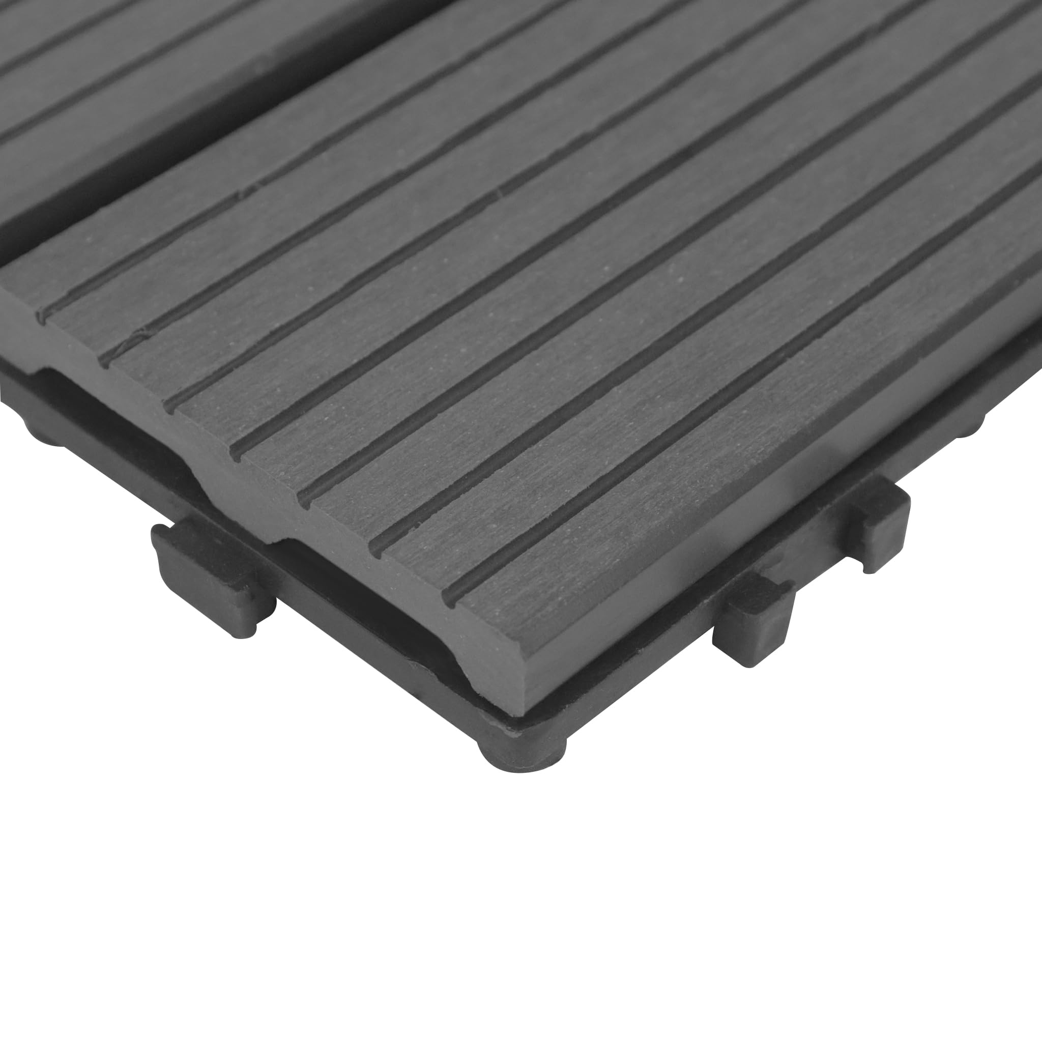 UISEBRT Lot de 22 dalles de terrasse en WPC avec aspect bois pour balcon - Dalles de terrasse clipsables en plastique pour jardin, balcon et terrasse (30 x 30 cm, Anthracite)