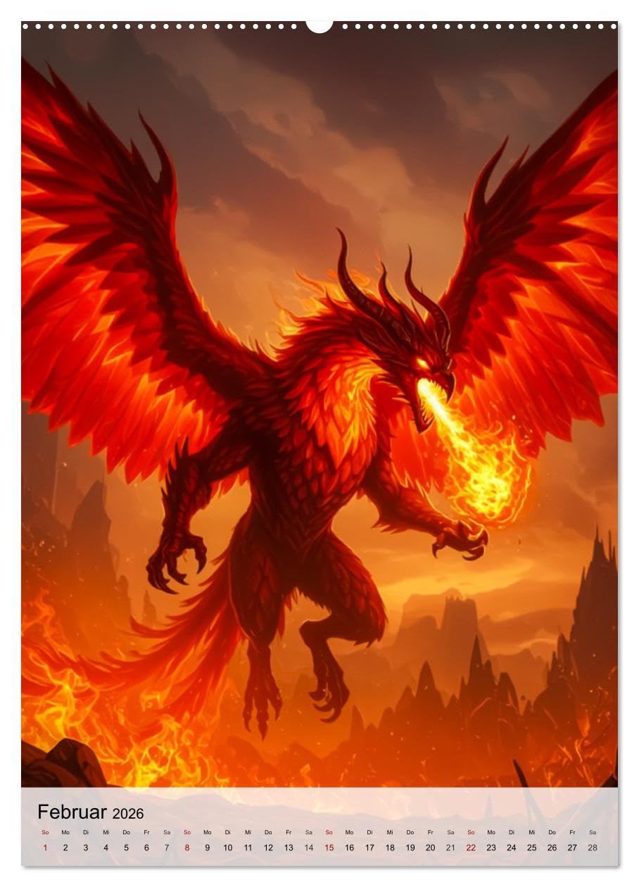 Mythische Bestien – Dunkle Legenden (hochwertiger Premium Wandkalender 2026 DIN A2 hoch), Kunstdruck in Hochglanz: Legendäre Bestien jeden Monat in dunkler Illustration. (CALVENDO Kunst)