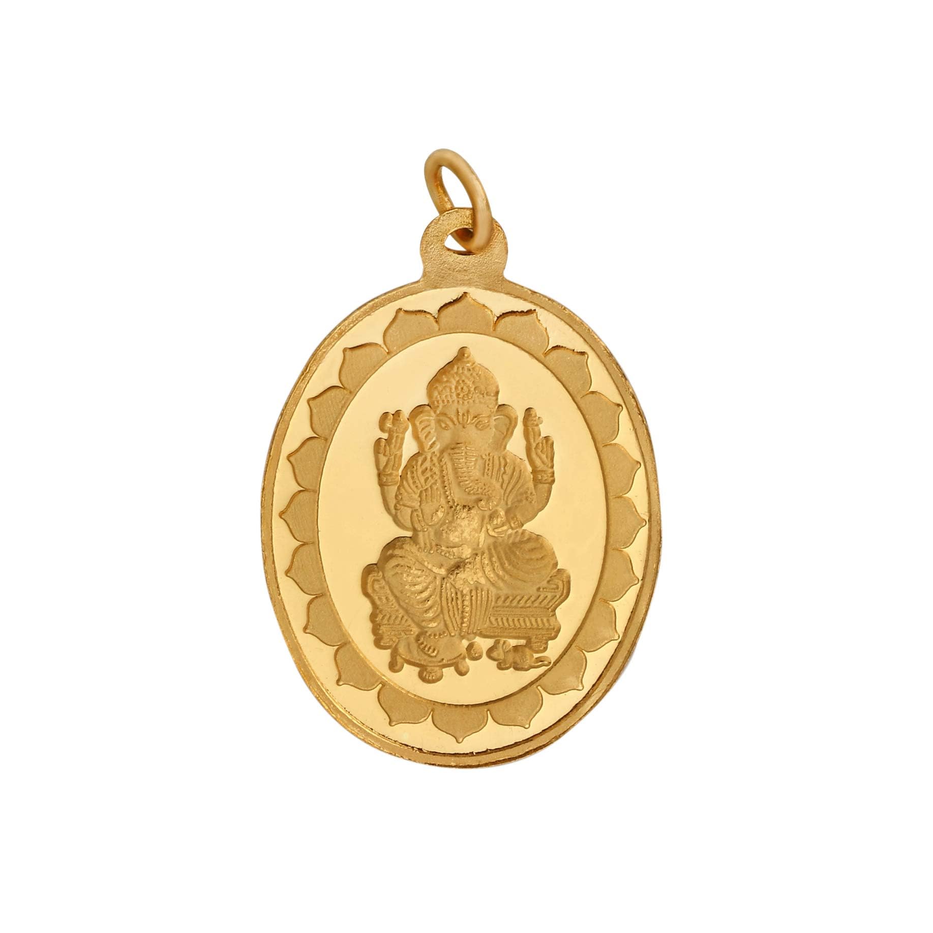 6.2 Gm Oval Ganesh 24k (999) Yellow Gold Pendant (without hook)