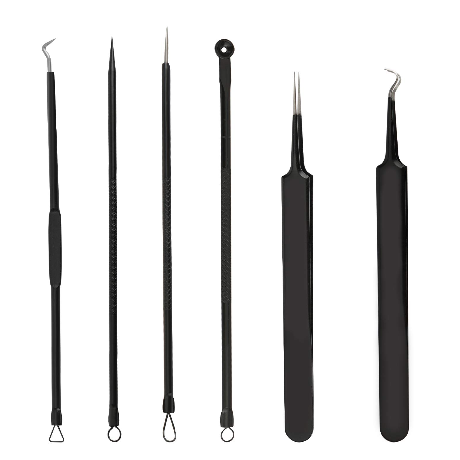 Blackhead Remover,6-in-1 Stainless Steel Pimple Blackhead Remover Comedone Extractor Acne Removal black