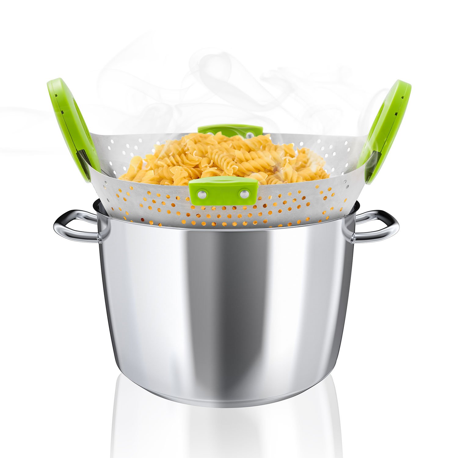 Scolapasta In Silicone Pieghevole 26cm - Colino Multiuso Per Pasta, Verdure E Cottura A Vapore