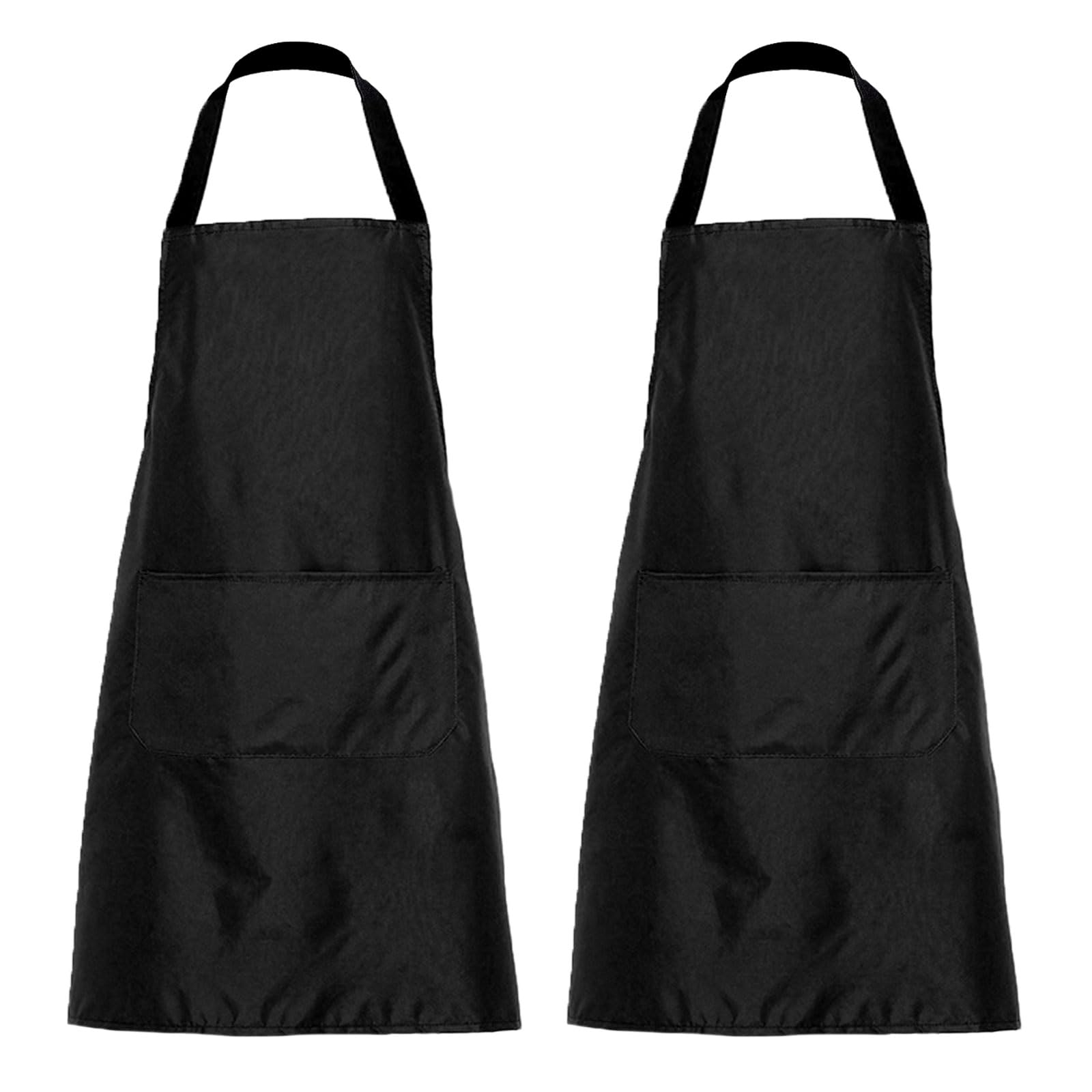 EUPSIIU 2 Piezas Delantales Impermeables Ajustables del Cocinero, Delantales de Chef con 2 Bolsillos, Unisex, Delantal Chefs Cocina para Casa, Cocina, Restaurante, Cafetería, 60 * 70 cm (Negro)