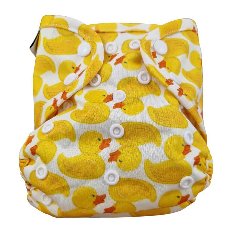Canopy Thrive Reusable Nappy Cover, One Size 10-40 lbs, Double Gusset Design (Rubber Ducks)