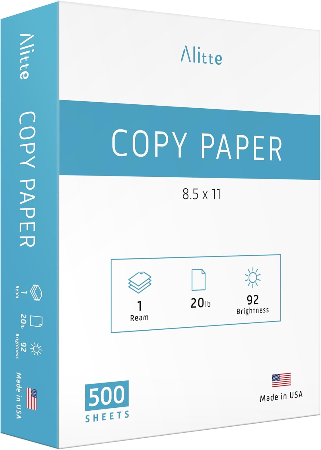 Printer Paper – 8.5 x 11 White Letter Size Copy Paper, 1 Ream 500 Sheets 20 lb Printing Paper for Documents Writing, Drawing, Smooth, 92 Bright | Home, School, Office Supplies | Made in USA