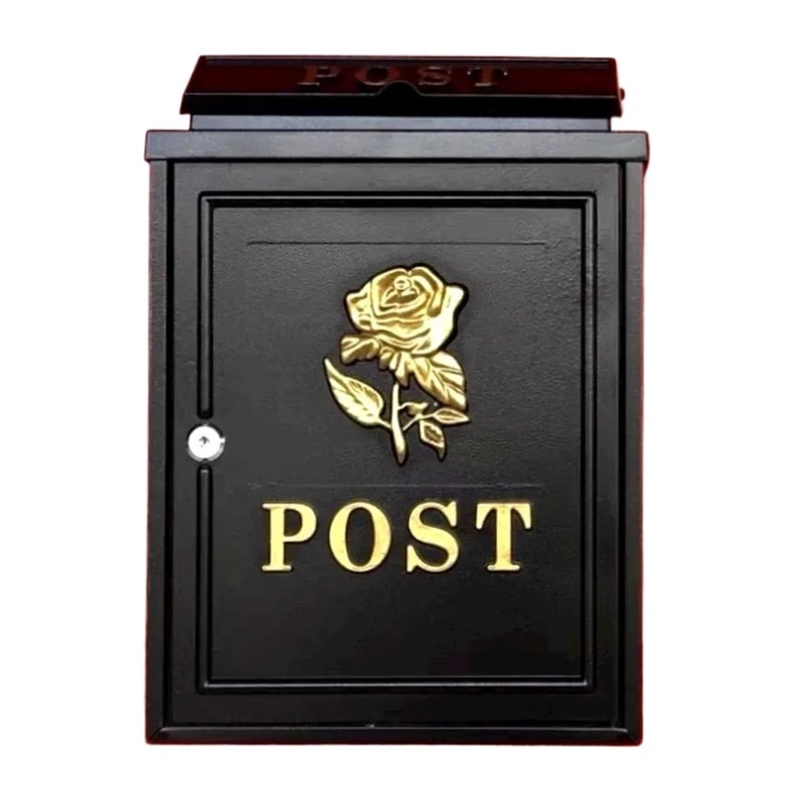 Post Box Villa Letter Box Rain-Proof Old-Fashioned Mailbox Outdoor Creative(Gold Rose Spot)