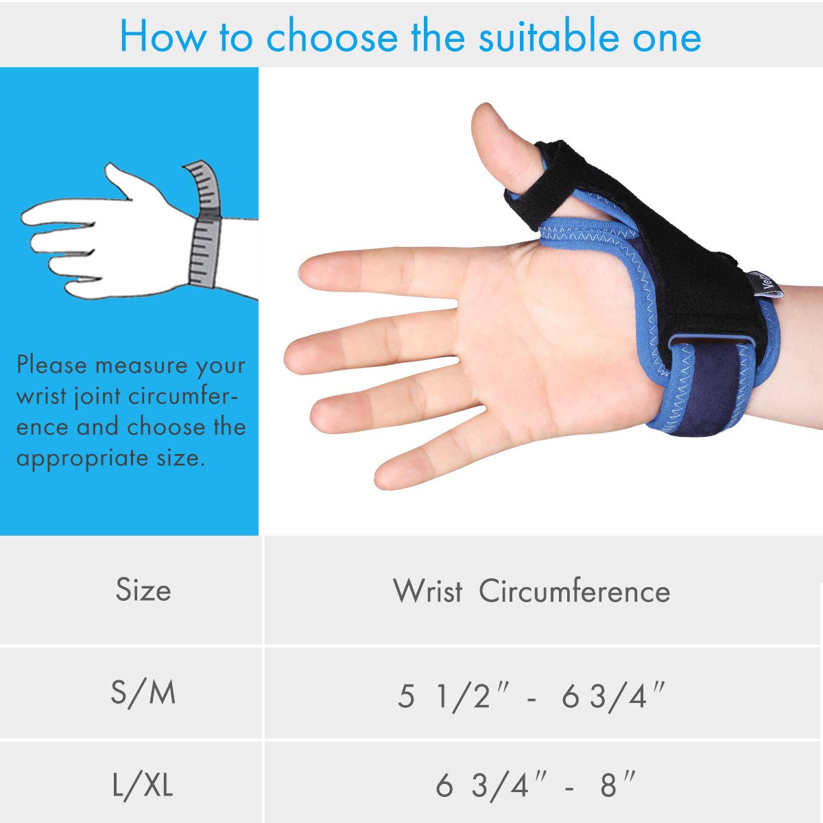 Velpeau Thumb Support Brace CMC Joint Thumb Spica Splint for Pain Relief, Arthritis