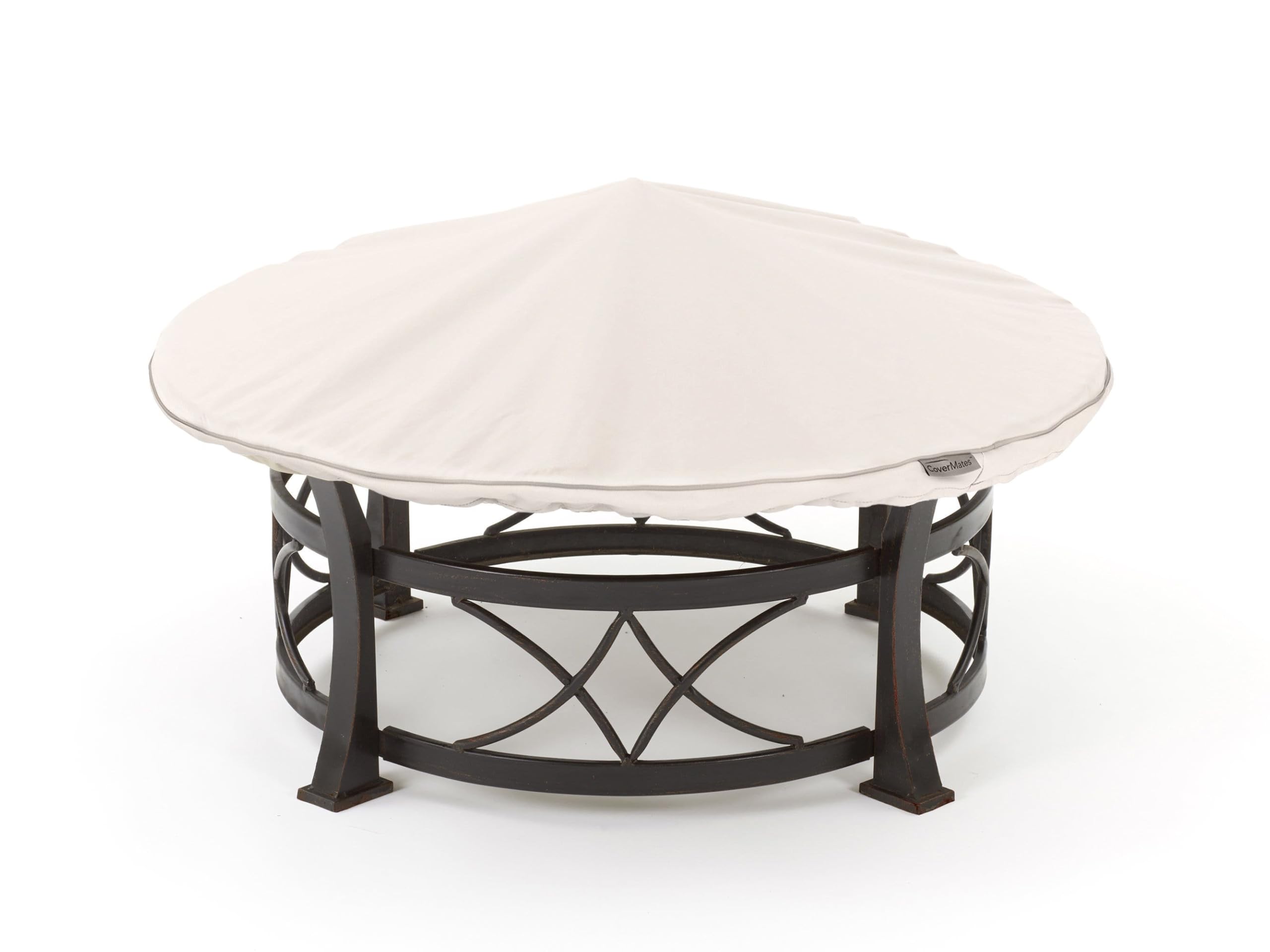 Covermates Round Firepit Top Cover - Premium Polyester, Weather Resistant, Drawcord Hem, Fire Pit Covers, Round TOP 42-48 Diameter, Stone