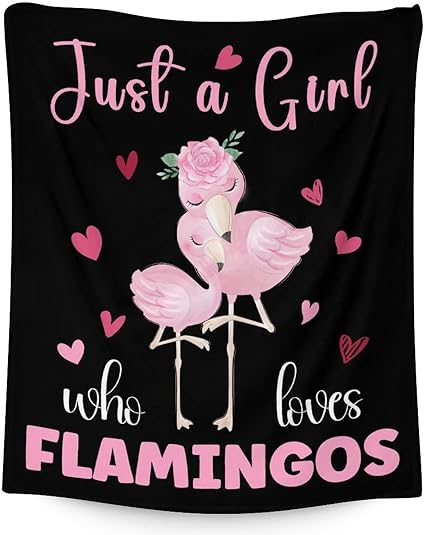 Flamingo Blanket Gifts - 40x50 Inches Cute Throw for Women & Girls - Black Soft Fuzzy Blankets for Bed, Couch & Living Room