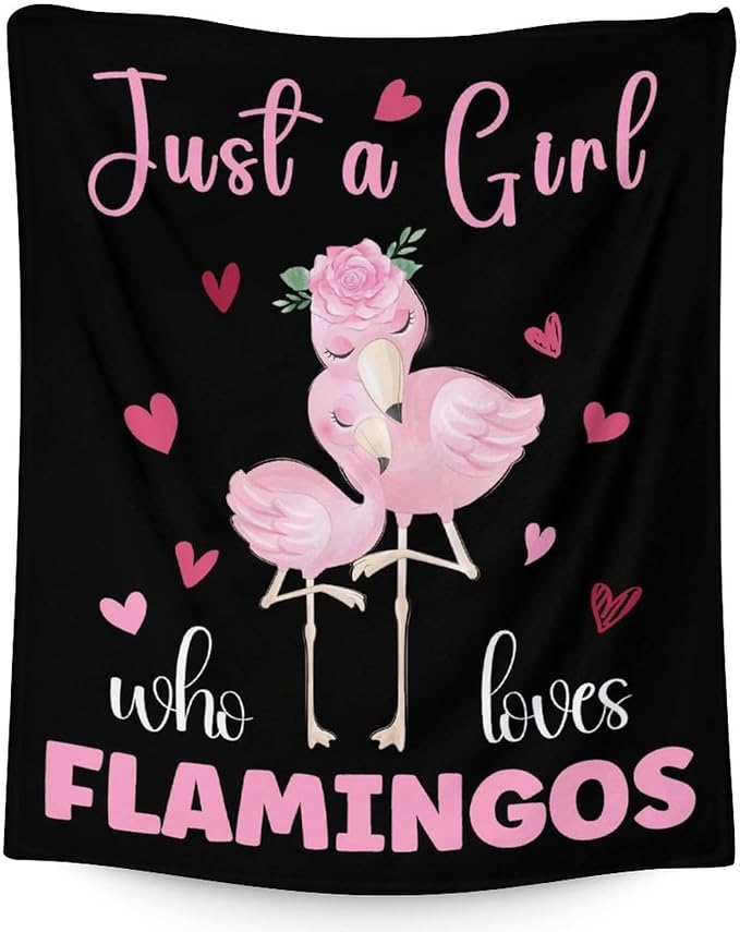Flamingo Blanket Gifts - 40x50 Inches Cute Throw for Women & Girls - Black Soft Fuzzy Blankets for Bed, Couch & Living Room