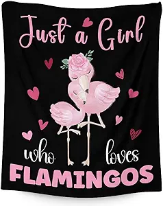 Flamingo Blanket Gifts - 40x50 Inches Cute Throw for Women & Girls - Black Soft Fuzzy Blankets for Bed, Couch & Living Room