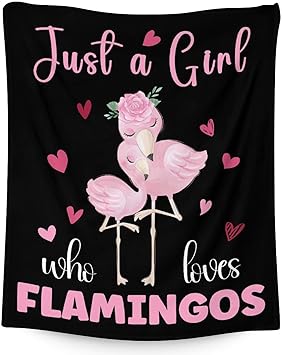 Flamingo Blanket Gifts - 40x50 Inches Cute Throw for Women & Girls - Black Soft Fuzzy Blankets for Bed, Couch & Living Room