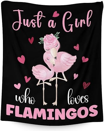 Flamingo Blanket Gifts - 40x50 Inches Cute Throw for Women & Girls - Black Soft Fuzzy Blankets for Bed, Couch & Living Room