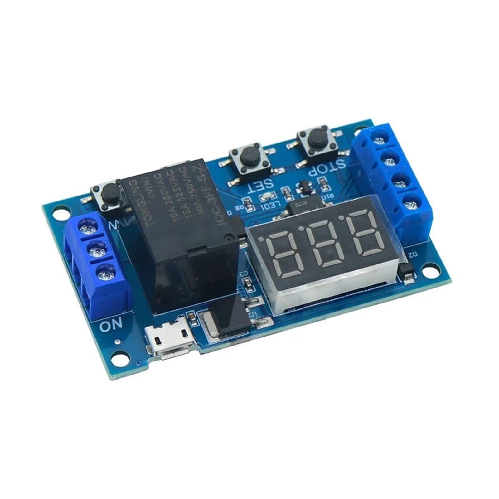 DC 6-30 V, obsługuje Micro-USB 5, wyświetlacz LED, timer opóźnienia w cyklu automatyzacji, sterowanie wyłącznikiem, przekaźnik czasu opóźnienia 6, 9, 12, 24 (niebieski przekaźnik)