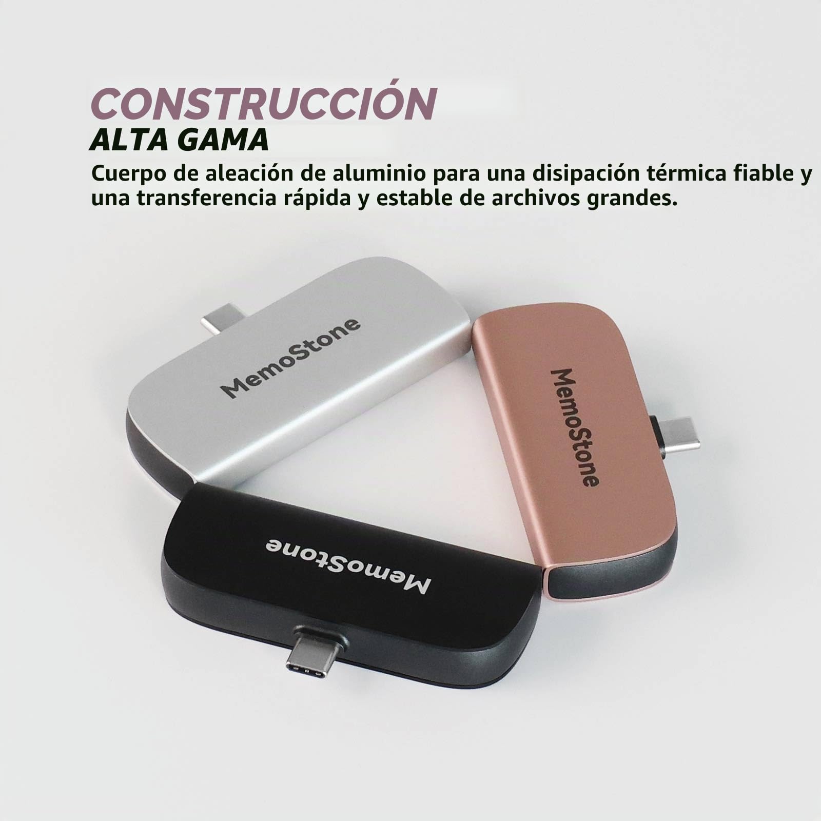 KingSpec MemoStone - SSD externo portátil USB-C de 2 TB de 2000 MB/s, unidad de estado sólido de alta velocidad con interfaz USB 3.2 Gen2x2 de 20 Gb/s, compatible con iPhones/tabletas/portátiles de