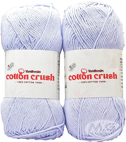 Image of Vard hman Cotton Crush 8-ply Sky 400 GMS 100% Cotton Ball Hand Knitting Cotton /Art Craft Soft Fingering Crochet Hook Yarn, Needle Knitting Yarn Thread Dyed-EO Art-AFEF
