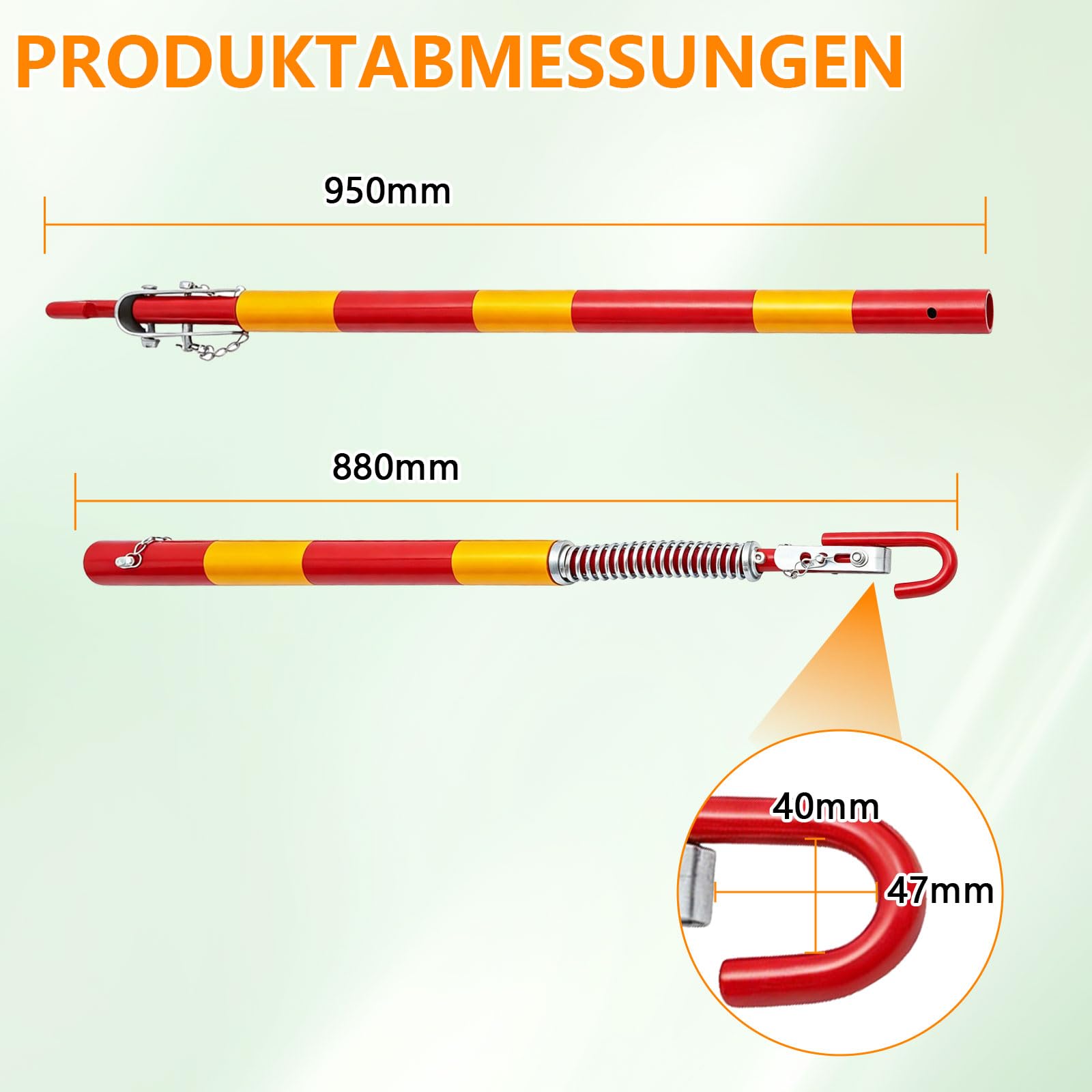 Abschleppstange für PKW 5T – 2-teilig Verzinkt mit Federdämpfung Schlepplänge 1.75m, Max Zugkraft: 5000kg inkl.