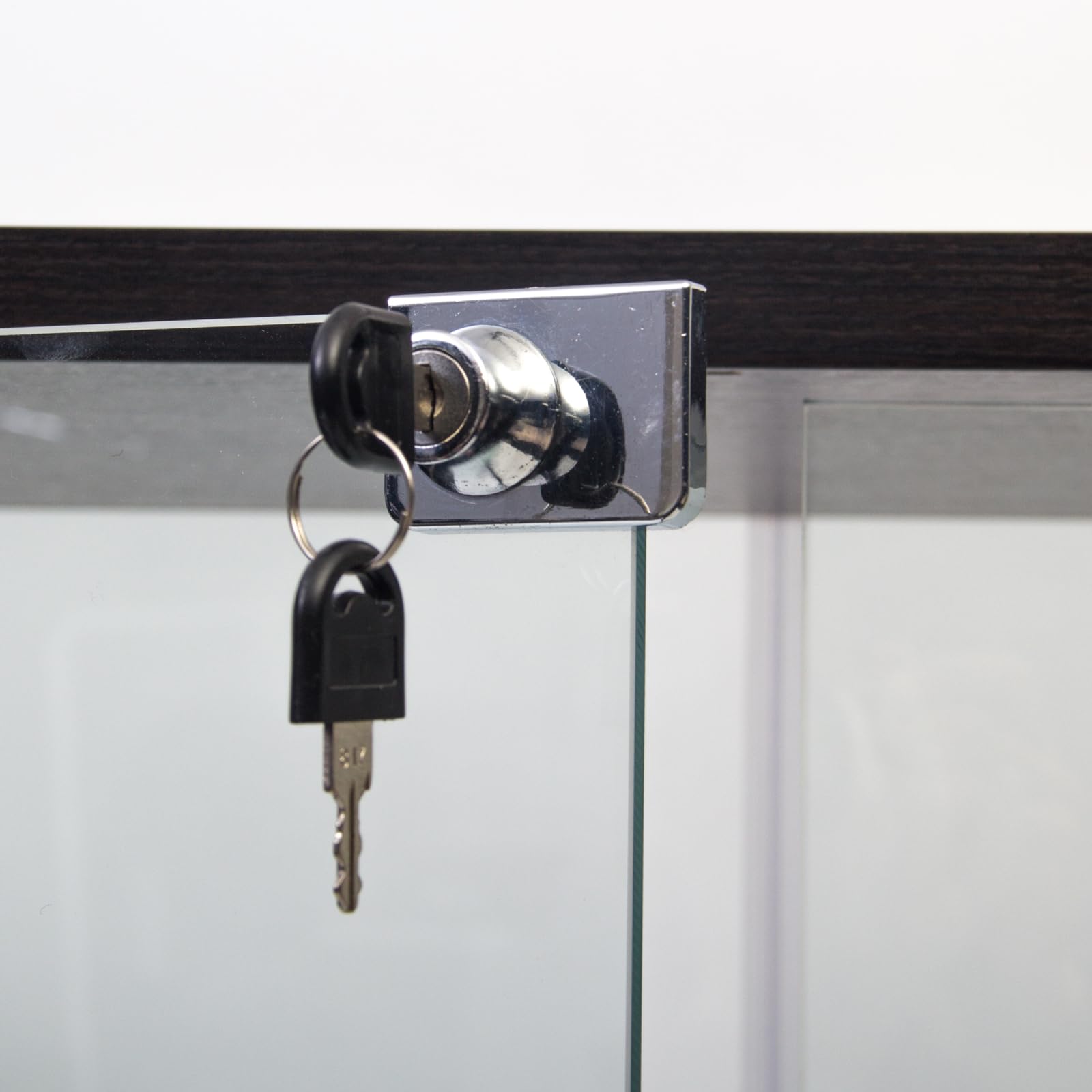 Vitrine en verre debout avec 2 portes, 4 étagères, avec éclairage LED et serrure, pour objets de collection, livres, vin, pour salon, chambre à coucher, bar, cuisine (noir + LED)