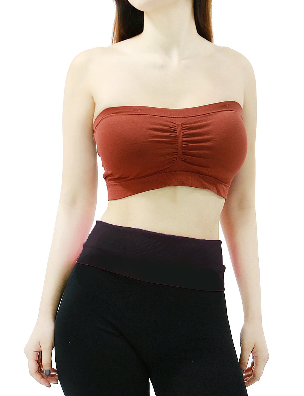 Fandsway Womens's Basic Solid Seamless Strapless Tube Bra Bandeau Padding