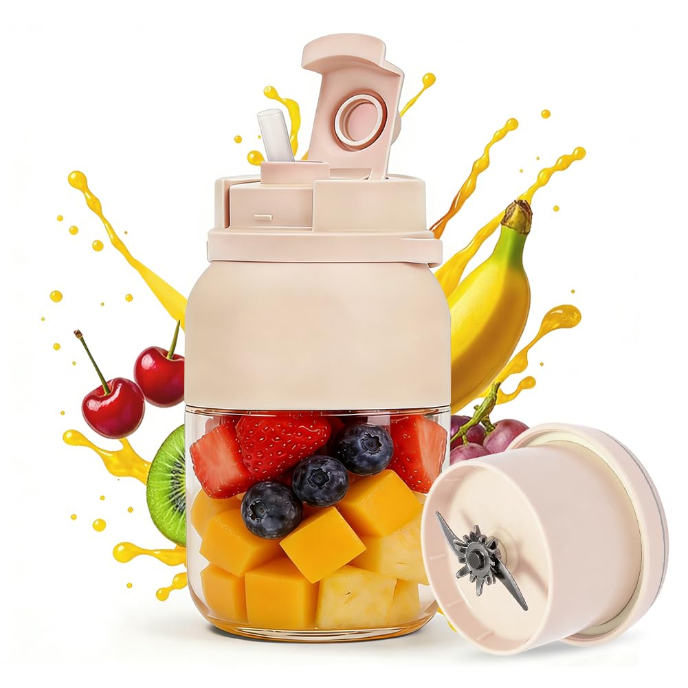 Fresh Juice - Batidora para smoothies de viaje - 1200 ml - Con 38 cuchillas - Batidora portátil con tapa antifugas - Para viaje, oficina, gimnasio, camping - Blanco