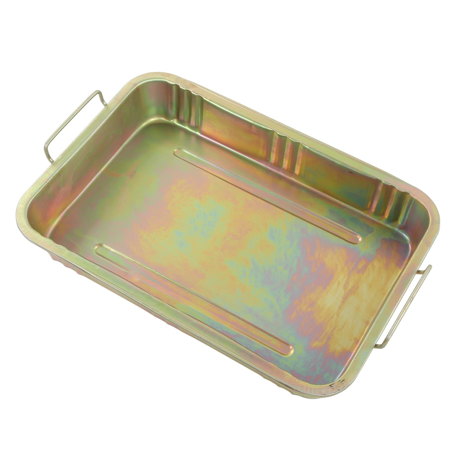 Cocoarm Bandeja de Goteo de Aceite Contenedor de Drenaje de Aceite de Metal Galvanizado con Muescas de Transporte Protección Universal del Piso para Automóvil, Motocicleta, Mantenimiento de Barcos,
