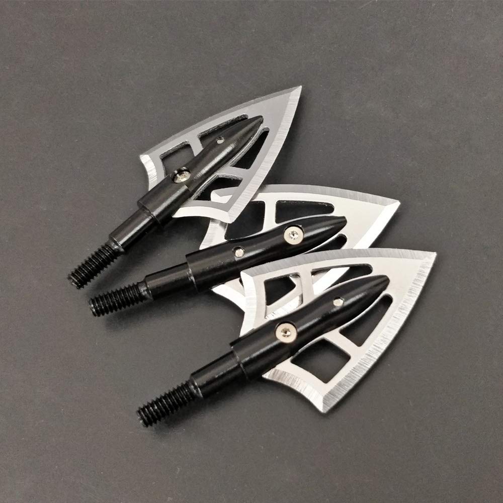 12 pièces Tir à l'arc Têtes Larges 100 Grain Pointes de Flèche avec étui Pointes de Chasse en Métal Points pour Boulons d'arbalète Flèches en Carbone