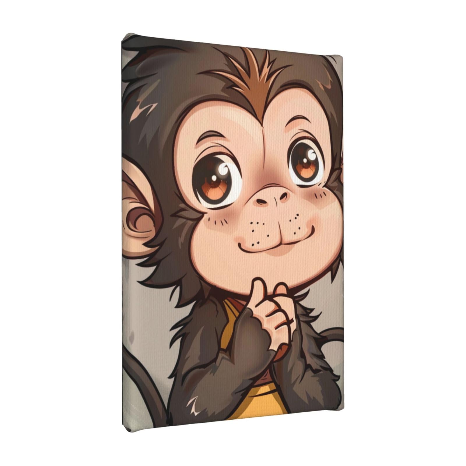 YKLJG Monkey art Printed Wall Art Canvas Painting 20x30 CM Wooden Framed Picture Painting Artwork Prints for Bedroom Kitchen Home Office Decor
