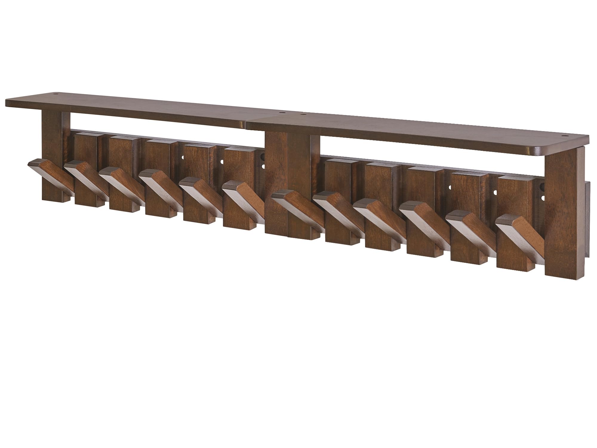 YMYNY Appendiabiti Da Parete In Legno Con Mensola E Ganci Retrattili – Design Moderno Per Ingresso, Camera E Bagno, Colore Noce