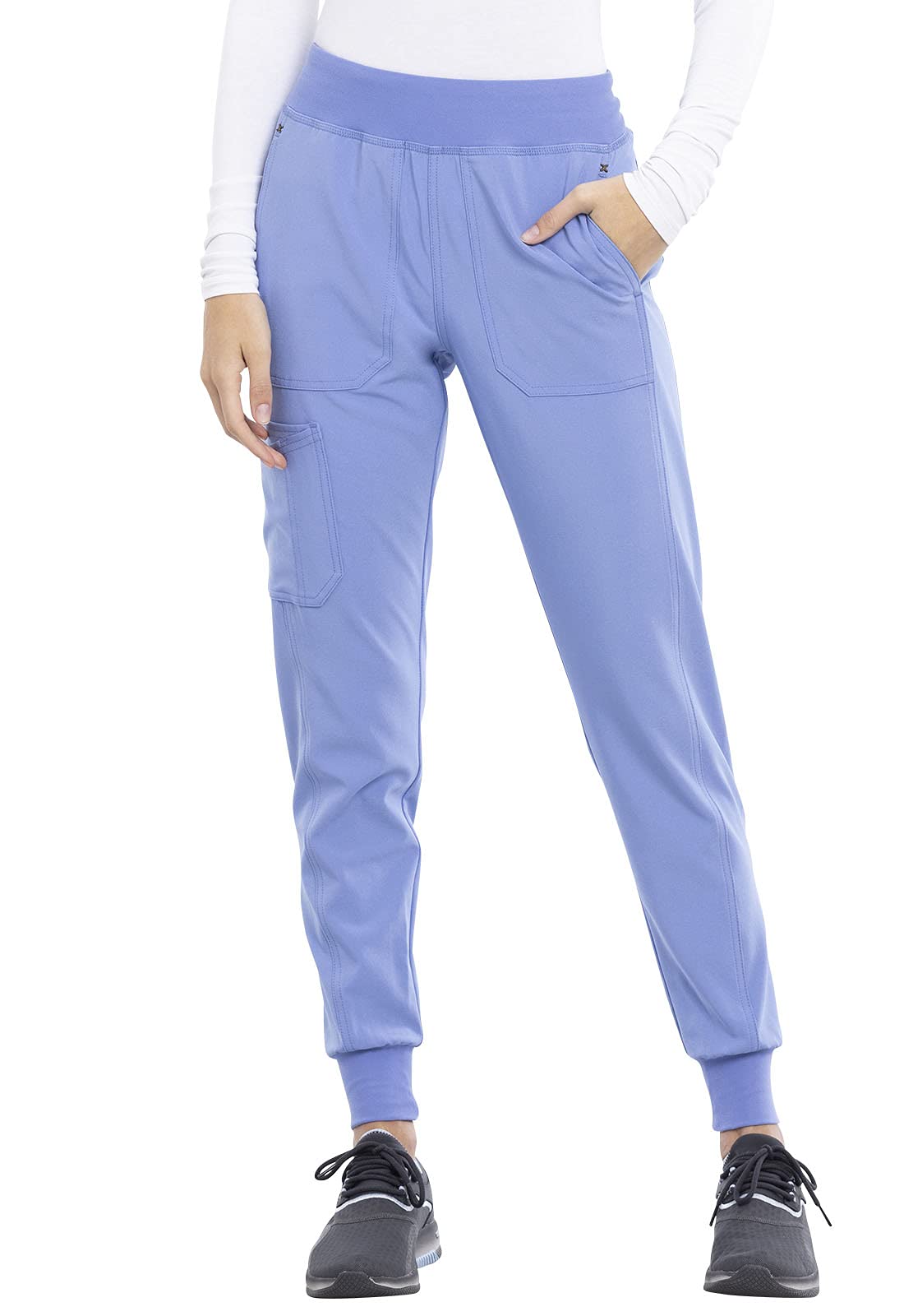 Cherokee iflex Women Scrubs Pant Mid Rise Jogger CK011, S, Ciel Blue
