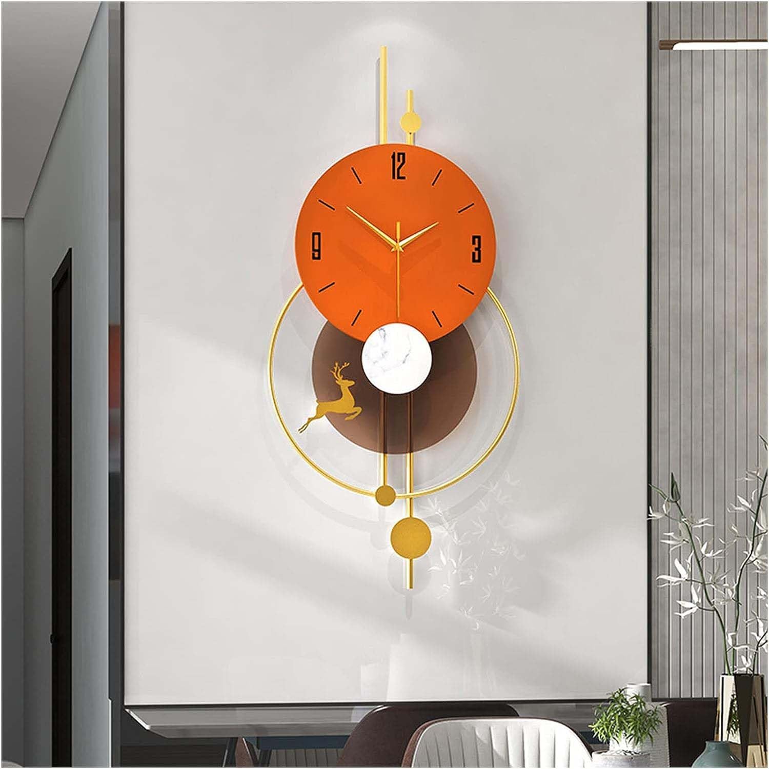 Reloj de pared con péndulo, moderno, decorativo, silencioso, de madera, para sala de estar, dormitorio, oficina, hogar, funciona con pilas, reloj de pared clásico con péndulo