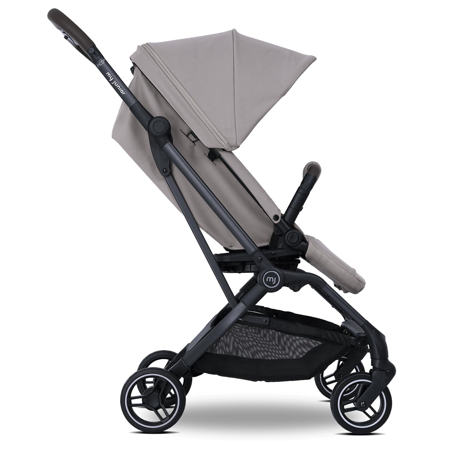 my junior® PICO³⁶⁰ | bis 22kg | 360° rotierbare Sitzeinheit | ergonomische Liegeposition | großes UV50+ Sonnenverdeck | 2 Belüftungsfenster - Chai Latte