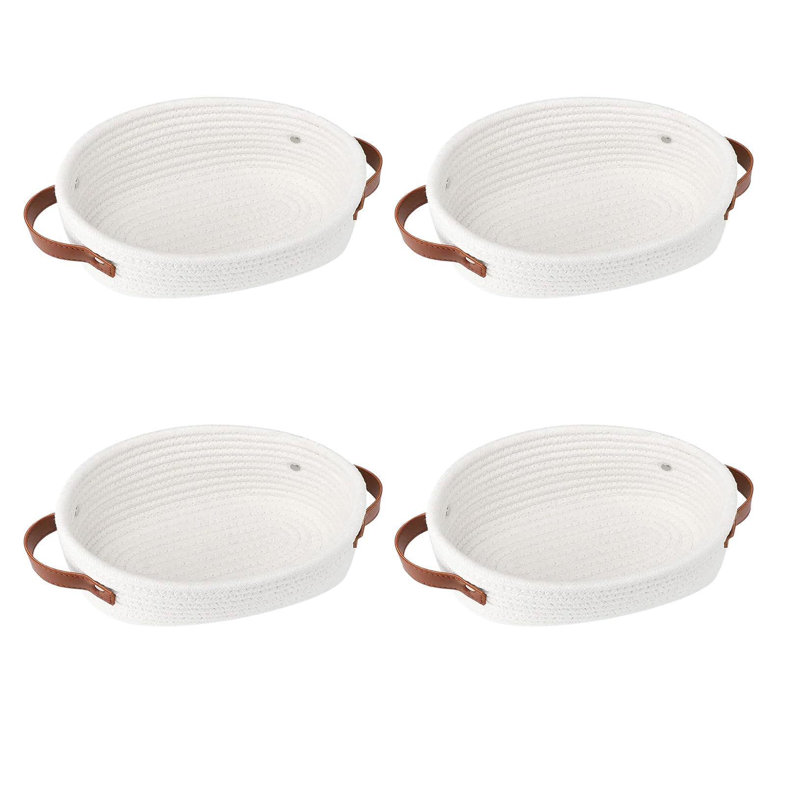 Jazuaiao Of 4 Sturdy Cotton Rope Storage Baskets Stylish Cotton Rope Baskets Container for Neat and Clean Space Bathroom Basket