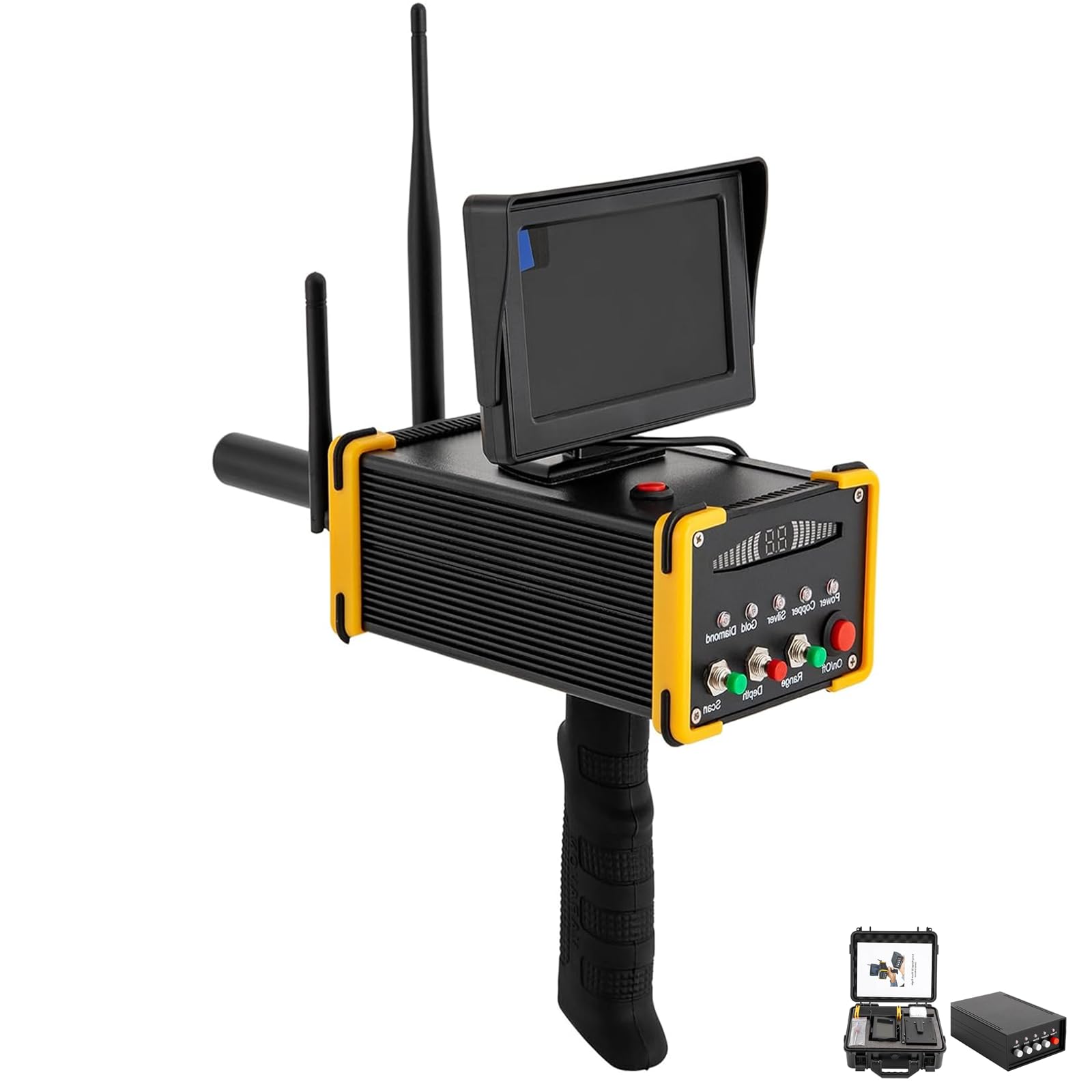 Detector de Metales con Pantalla Alcance De 990 Metros Profundidad De 16 Metros Detector De Oro Portátil Ligero De Alta Sensibilidad Cazador De Tesoros Metálicos Subterráneos Escáner De Diamantes