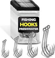 BigWormFishing 100 Pack Freshwater Fishing Hooks Assortment Sizes 6-15 Trout Crappie Bass Panfish Walleye