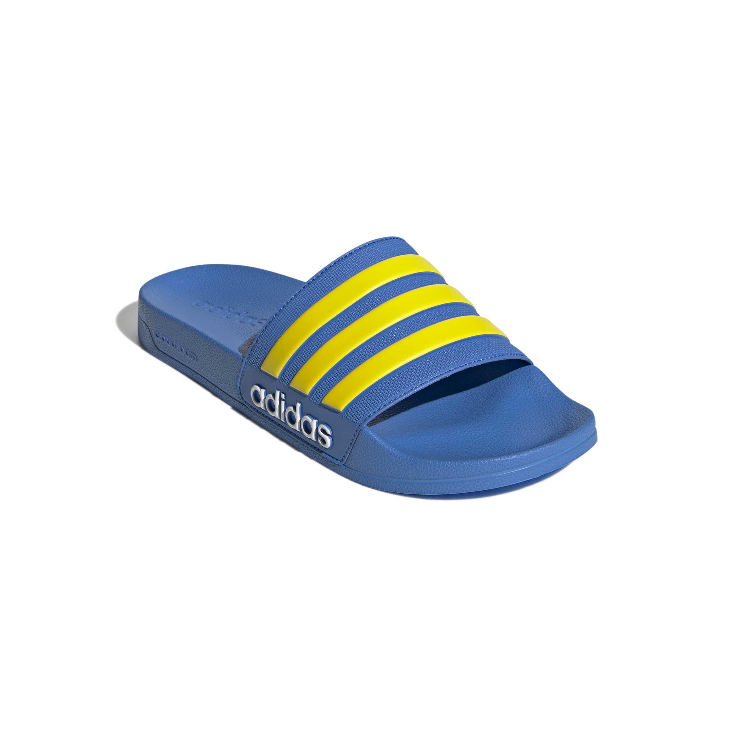 adidas Unisex Adilette Shower Slides, ray blue/yellow/ftwr white, 48.5 EU