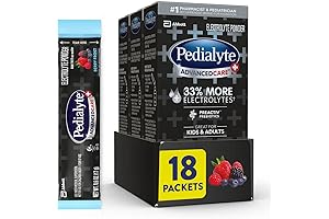 Pedialyte AdvancedCare Plus Electrolyte Powder: 33% More Electrolytes and Prebiotics, Berry Frost, 18 Packets