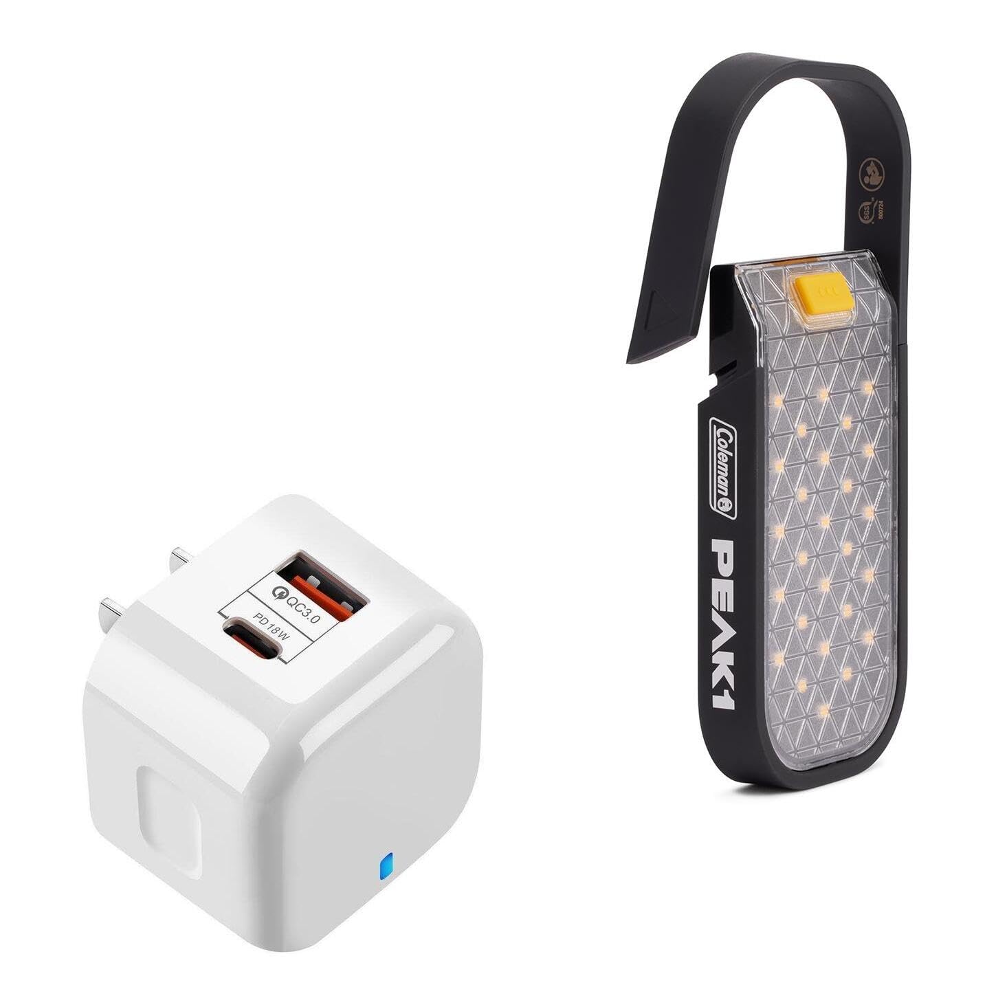 BoxWave Charger Compatible with Coleman PEAK1 200 Lumen Solar Rechargeable Lantern - PD miniCube (20W), 20W PD USB Type-C Wall Charger - Winter White