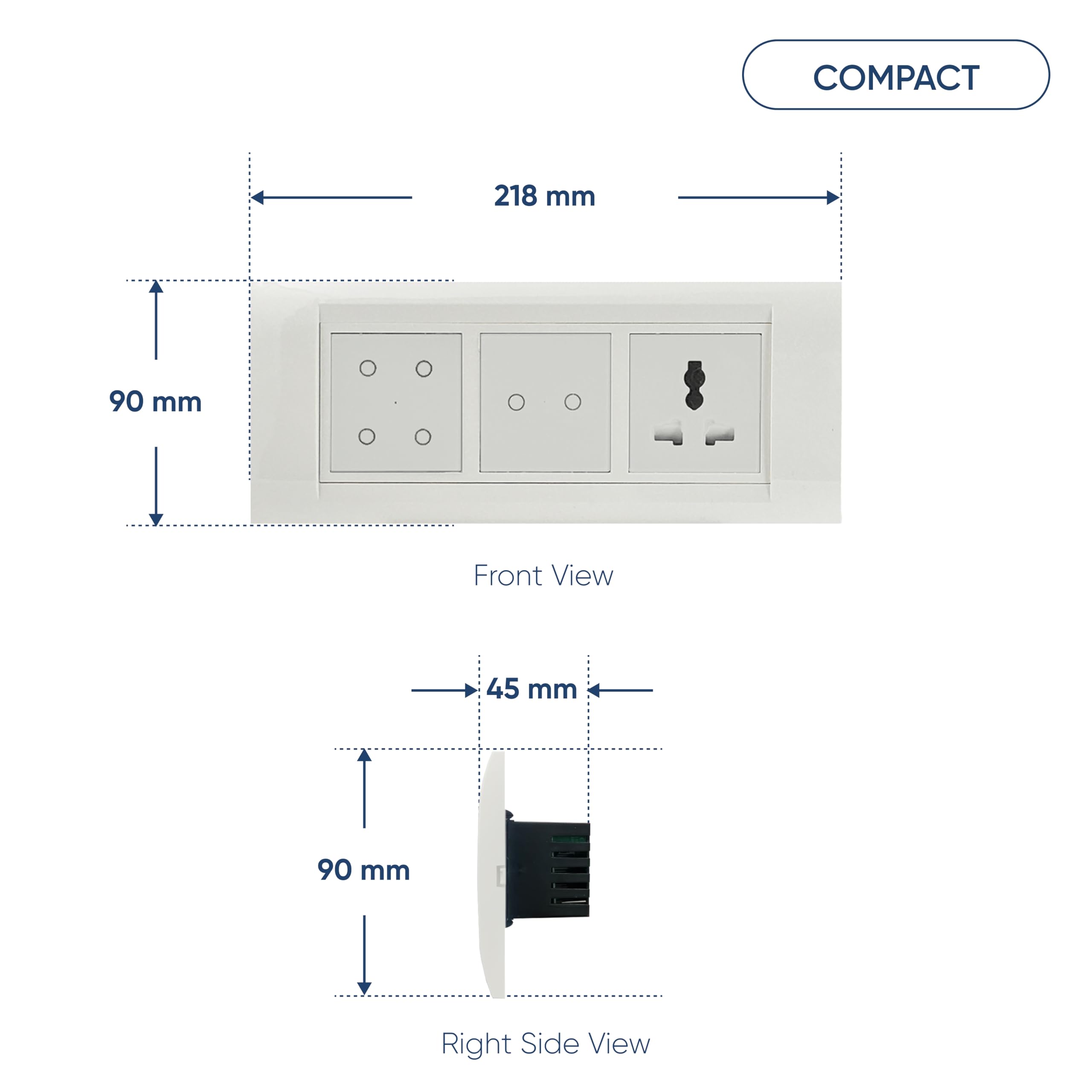 Aziot 6 Module Switch Board Plate | Smart 4 Touch, 2 Touch SW & Socket (Glass Finish) | WiFi+BLE | Google, Alexa & Siri (White) 2