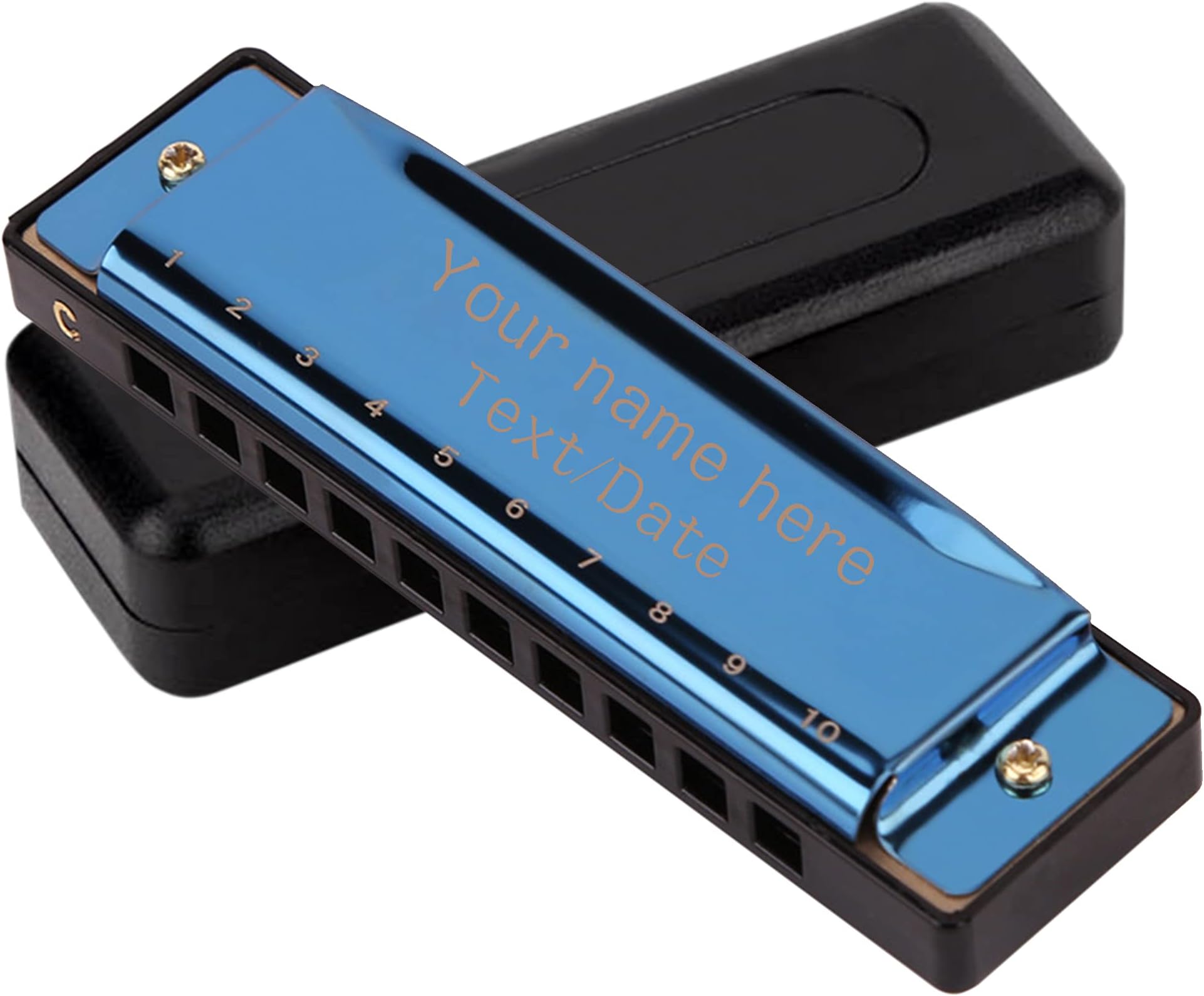 Personalized Stainless Steel Harmonica Custom Engraved With Your Name, Date - Free Harmonicas for Adults