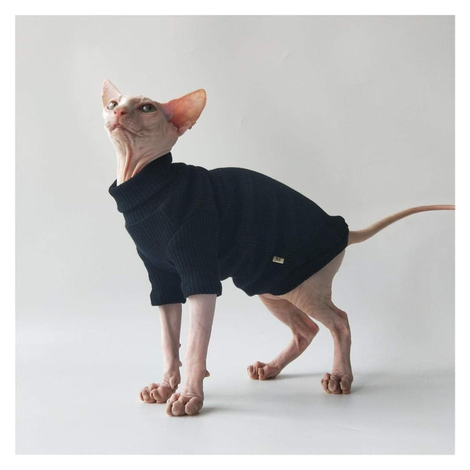 2 Pieces Sphynx Cat Sweaters - Winter Warm Faux Fur Turtleneck Vest For Hairless Cats (Pink & Gray) - View #12