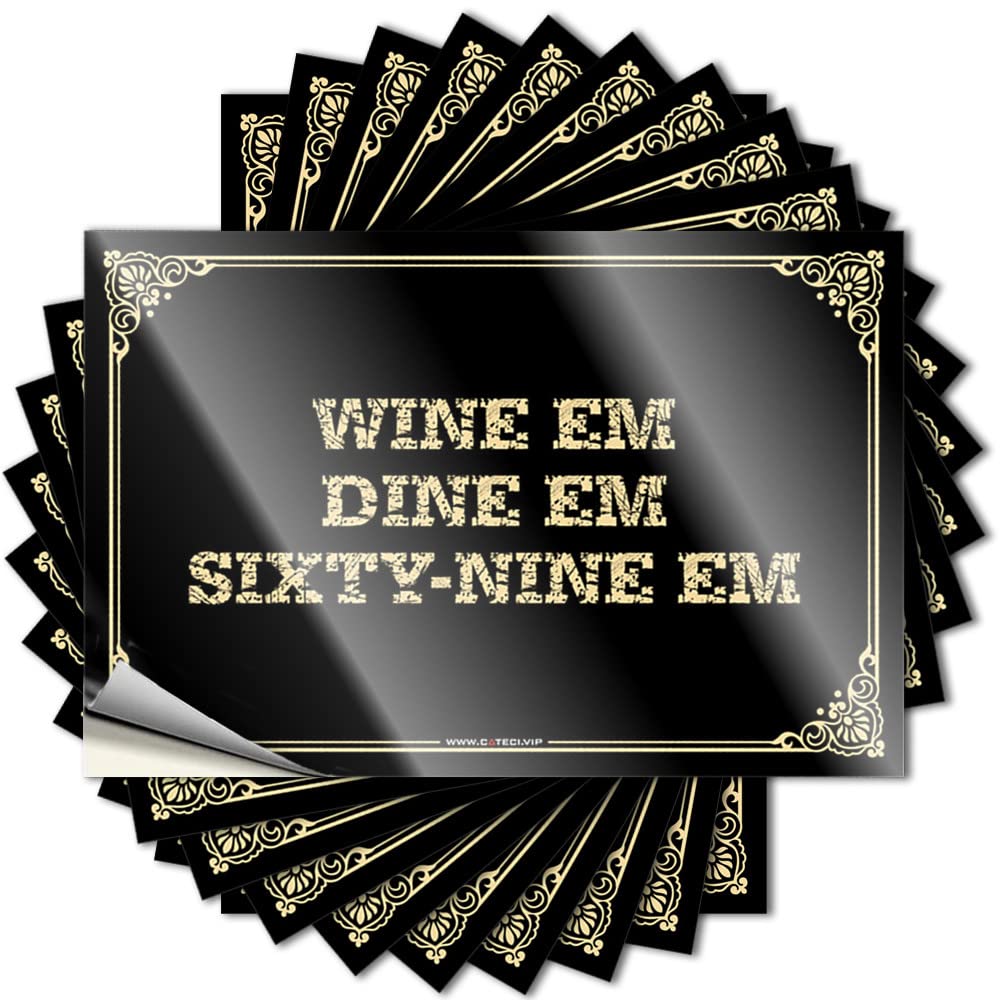 Wine Em Dine Em Sixty-Nine Em Lake Life Decor Motorcycle DIY | Retro Tattoos Bumper Removable Vinyl Sticker Decal(12X18CM)