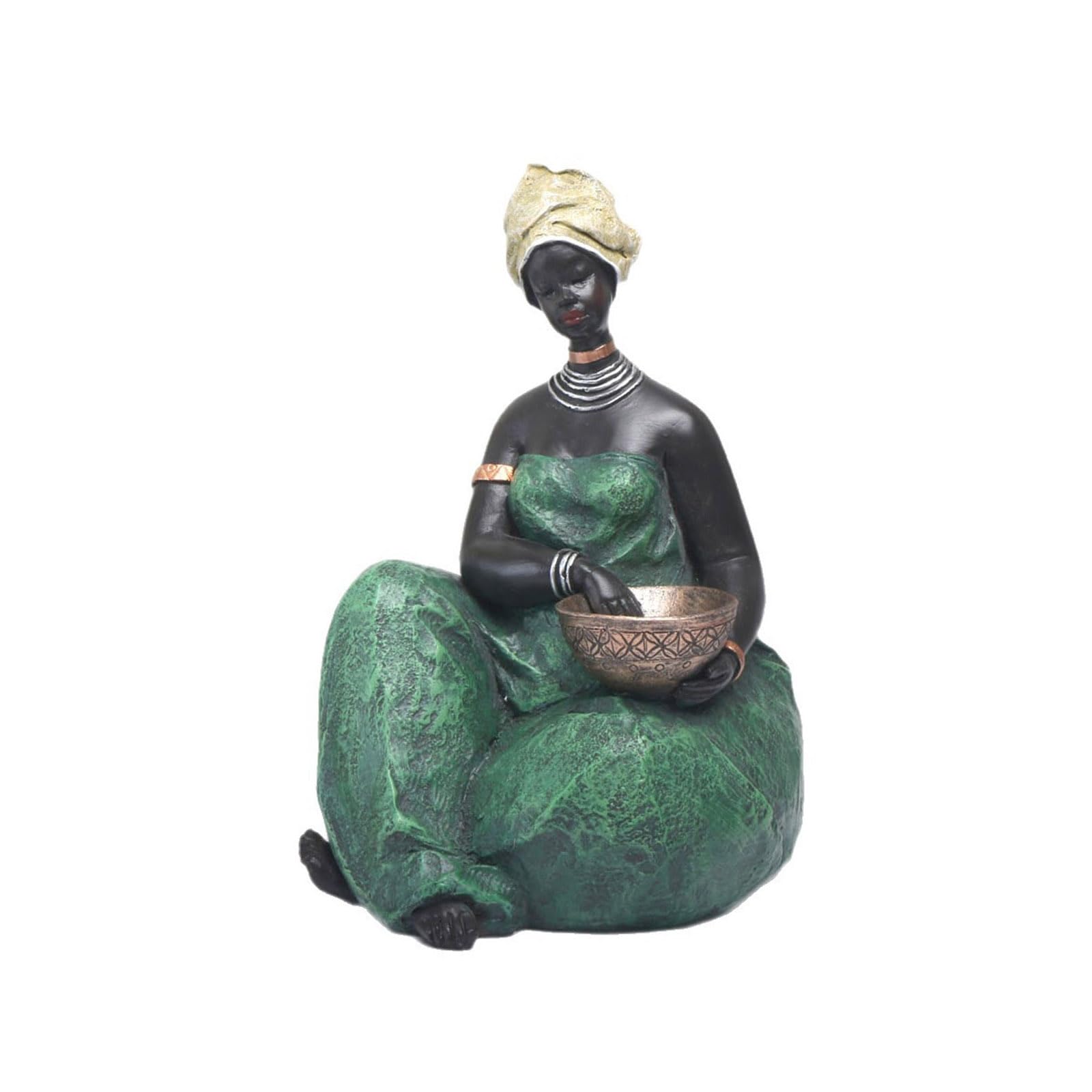 Lerpwige Decorsative Sculptures Resin African Woman Statues Home Decors Shelf Decors Accents Exotic Tribal Lady Figurines Gifts Tribal Art Figurines