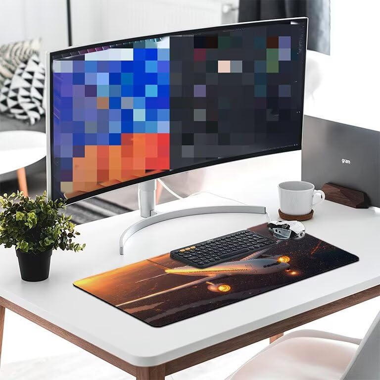 Tappetino Mouse XXL 120 x 60 cm Tappetino Scrivania Gaming Grande, Impermeabile Base in Gomma Antiscivolo, con Bordi Cuciti Mouse Pad, Scrivania Gaming Accessori Tappeto Mouse (aereo) I-285